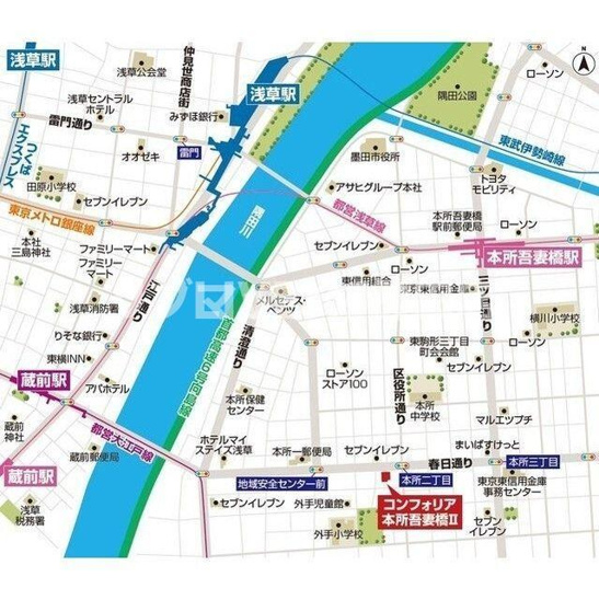 【地図】コンフォリア本所吾妻橋Ⅱ 
