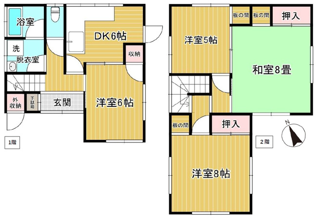 【間取り】 | 市原市磯ヶ谷戸建貸家 | 4DK・77.76㎡