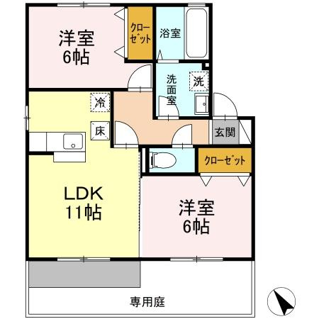 【間取り】 | クリスタルＭＩＷＡⅡ　A棟