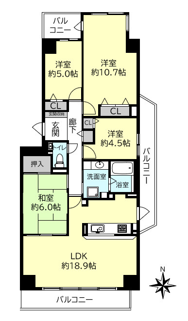 須磨パークヒルズH棟の間取り