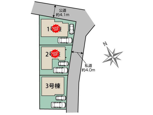 ブルーミングガーデン　千葉市花見川区検見川町５丁目３棟／１期３号棟の区画図