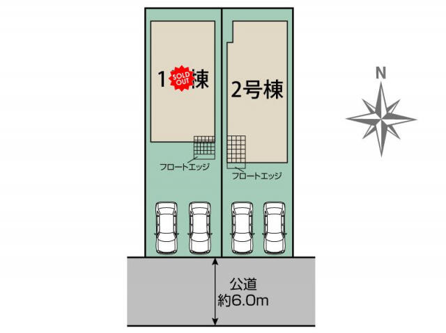 ブルーミングガーデン　松戸市小金原４丁目２棟／１期２号棟の区画図|松戸市小金原4丁目2棟区画図