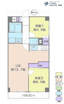 エンゼルハイム金町（2階部分）／仲介手数料無料／新規フルリノベーションの間取り
