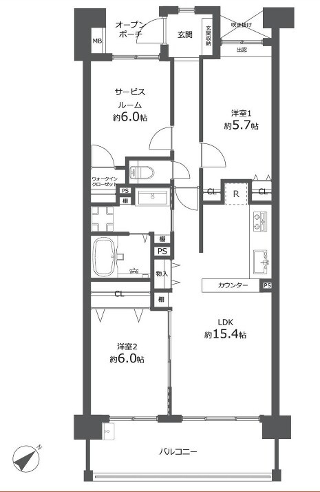 コスモクラルテ西船橋（5階部分）／仲介手数料無料／新規フルリノベーションの間取り