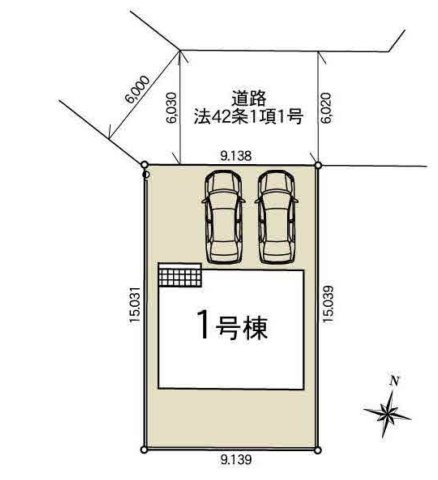 【Cradle garden】宇都宮市野沢町 第5 全1棟の区画図