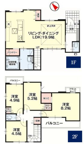 【LIGARE】宇都宮市不動前 2期 全1棟の間取り|〇1号棟〇
4LDK+WIC+カースペース3台