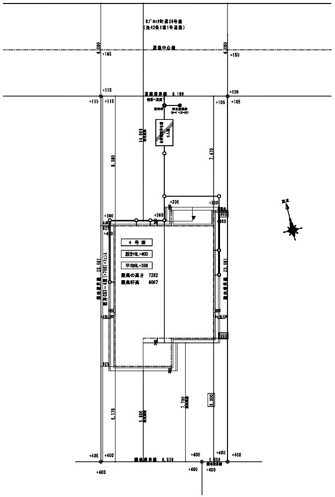 新築戸建・新築建売　大泉町仙石1丁目　南小学校・南中学校の区画図|【4号棟】前面道路：北側幅員6ｍ公道