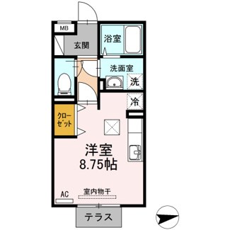 【間取り】 | ハピネス2 | 1Room