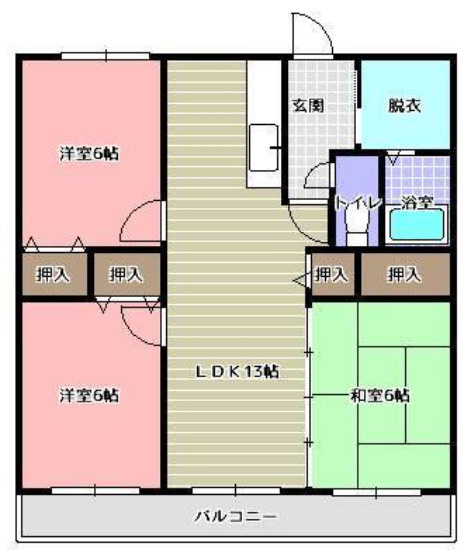 熊本市北区鶴羽田４丁目の賃貸マンションの間取り