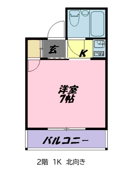 大阪市守口市西郷通　１棟店舗付レジの間取り|２階　1K　間取図　北向き
