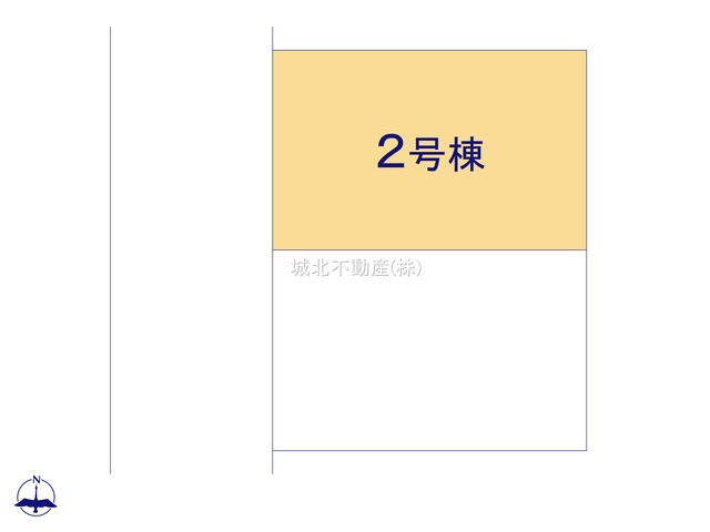 杉並区上井草2丁目 全3棟2号棟の区画図|土地面積/75.85㎡建物面積75.42㎡の3LDKの新築戸建。
伸びやかな西側5.4ｍ公道に面する全3棟2号棟