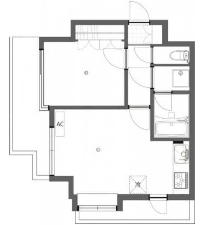 レジデンス三軒茶屋スクエア　オートロック　南向き　角部屋の間取り