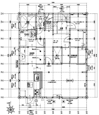 新築戸建・新築建売　大泉町仙石1丁目　南小学校・南中学校の間取り|【5号棟】1階平面図：洗面室独立！ランドリールーム完備◎回遊可能な間取りです！