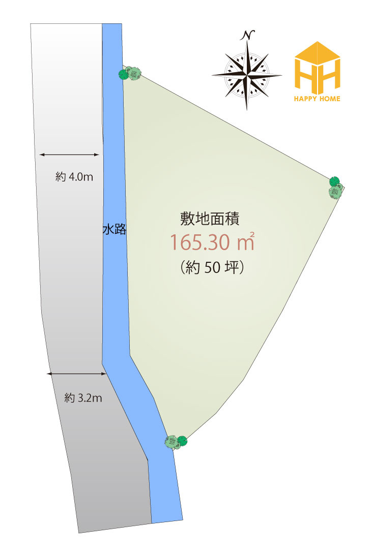 箕面市箕面5丁目建築条件なし売土地の土地図|※図面と現況に相違がある場合は、現況を優先します。
