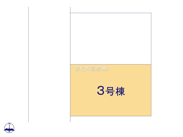 杉並区上井草2丁目 全3棟3号棟の区画図|土地面積/75.88㎡建物面積75.60㎡の3LDKの新築戸建。
伸びやかな西側5.4ｍ公道に面する全3棟3号棟