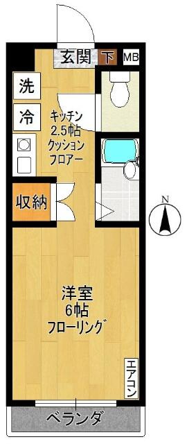 エスポワール９１の間取り|３０８号室の間取図/１Ｋ