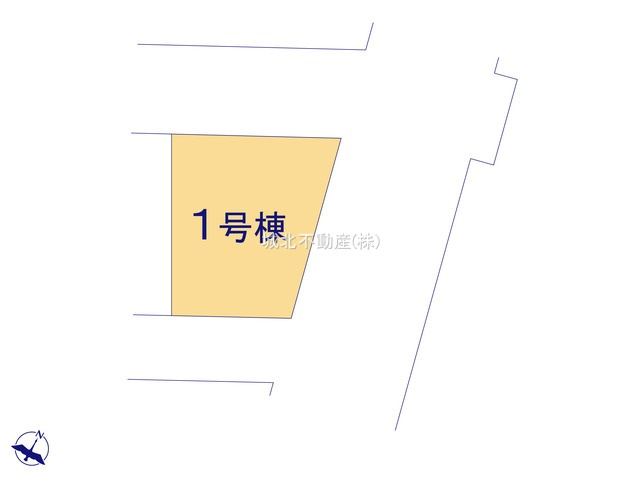 杉並区上井草3丁目 限定1棟の区画図|土地面積/99.00㎡建物面積113.52㎡の3LDKの新築戸建。
伸びやかな北西側5.4ｍ公道・東側8.0ｍ公道・南側4.0ｍ位置指定道路に面する限定1棟