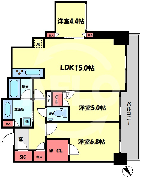 ザ・セントラルマークタワー　中津小学校区の間取り|ザ・セントラルマークタワー　間取り