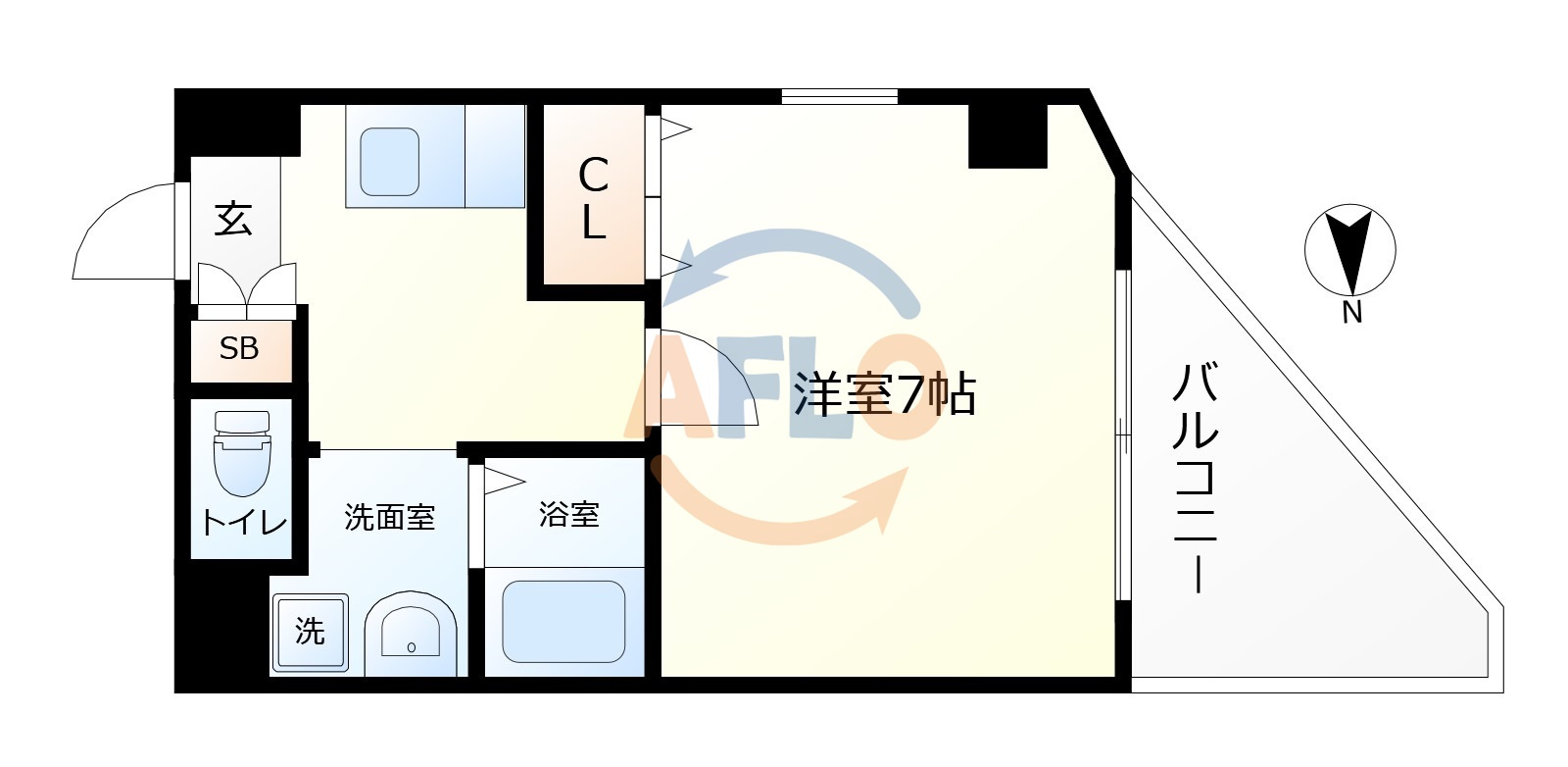 プレミアムAWAZAの間取り|プレミアム阿波座　開放感ある間取り