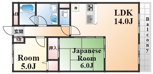 神戸市東灘区森北町２丁目の賃貸マンションの間取り