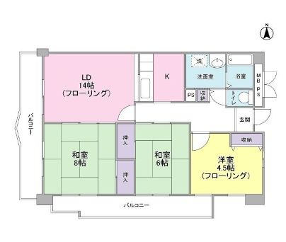 西宮市青木町の賃貸マンションの間取り