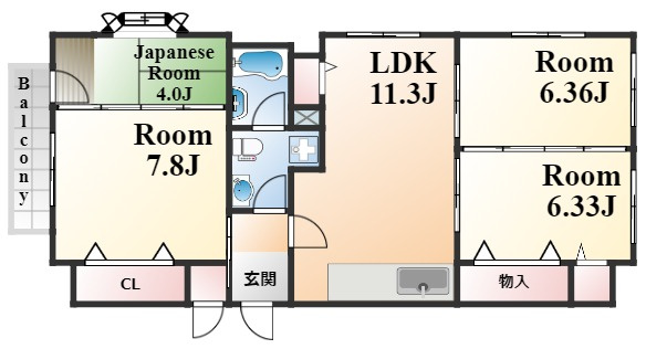 神戸市中央区籠池通３丁目の賃貸マンションの間取り