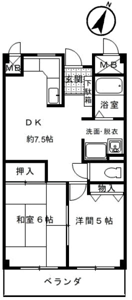 芦屋市宮塚町の賃貸マンションの間取り