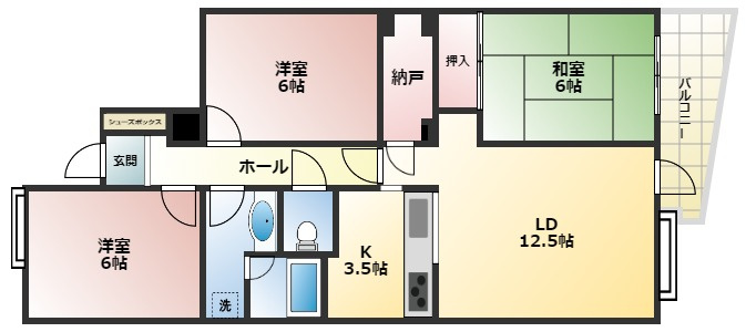西宮市甲子園五番町の賃貸マンションの間取り