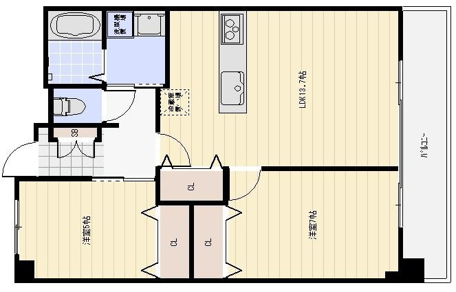 西宮市津門仁辺町の賃貸マンションの間取り