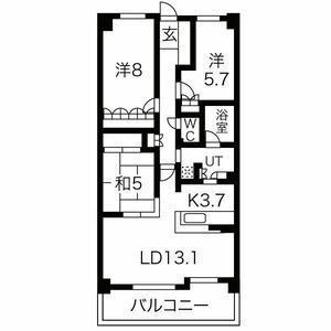 芦屋市大東町の賃貸マンションの間取り