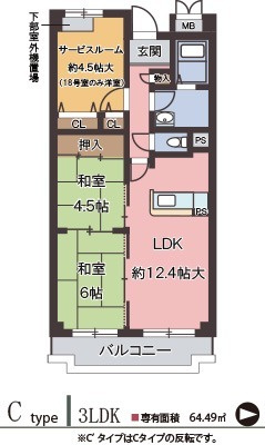 神戸市東灘区本庄町１丁目の賃貸マンションの間取り