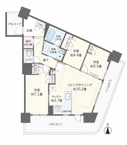 【間取り】 | ドレッセタワー南町田グランベリーパーク　南町田グランベリーパーク直結/駅徒歩1分/ペット飼育可