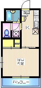 サンライズ平成Ｂの間取り|南向き日当り良好　角部屋２面採光で明るい１Ｋ２４．６９平米