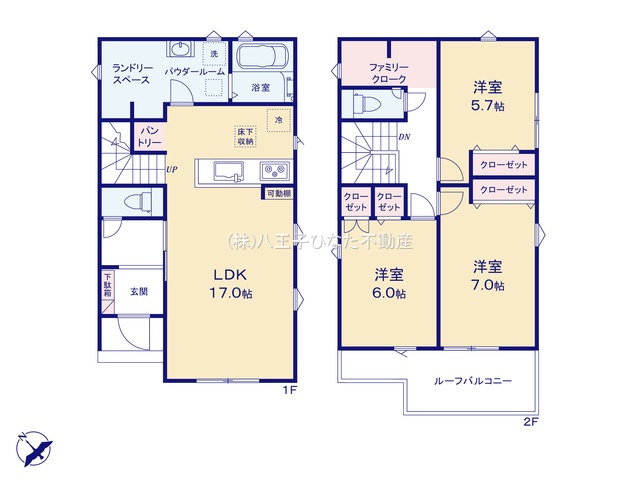 『八王子市新築戸建て』八王子市大楽寺町133-1【仲介手数料無料】　２４－１期の間取り|～仲介手数料無料☆八王子ひなた不動産～八王子市大楽寺町　新築戸建て
