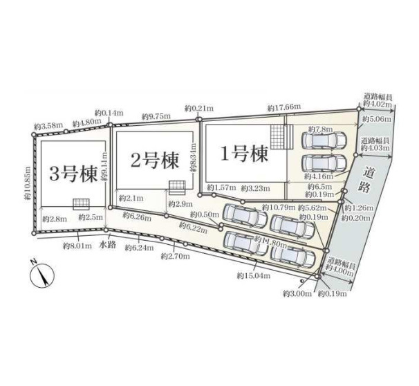 【同施工物件ご案内可能】日進市岩崎町梅ノ木　全3棟の区画図|全体区画数｜全3棟
◆駐車２台可能！(但し、車種による)
◎まずは、お気軽にお問い合わせください。現地を案内しながら周辺環境も見て頂けます。　　　　　　　　　　　　　　　　　　　　　　　　　　　　　　