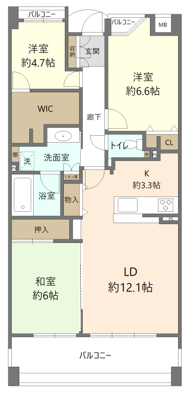 ユニーブル岩崎台スクエアの間取り|間取3LDK