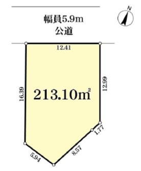 世田谷区瀬田　建築条件なし売地の土地図