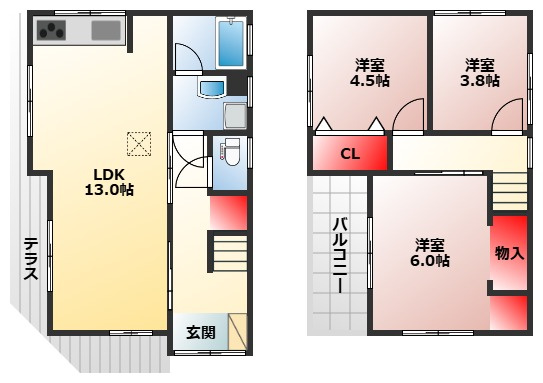 【間取り】 | 堺市西区諏訪森町東2丁176-6戸建