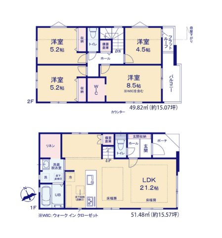 福岡市南区屋形原1丁目第3-2棟（1号棟）の間取り|全居室収納付きで便利です。