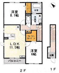 【間取り】 | アミティエA棟 | ネット無料。間取りです
