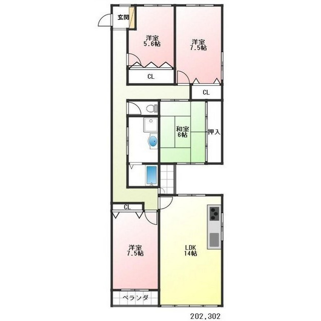 岐阜市東栄町１丁目のアパートの間取り
