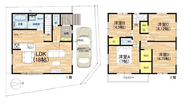 柏原市玉手町 ／新築一戸建の間取り
