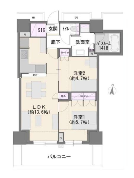 サンコリーヌタワー横須賀中央駅前の間取り