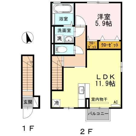 【間取り】 | リクラ・クレマチス　B棟