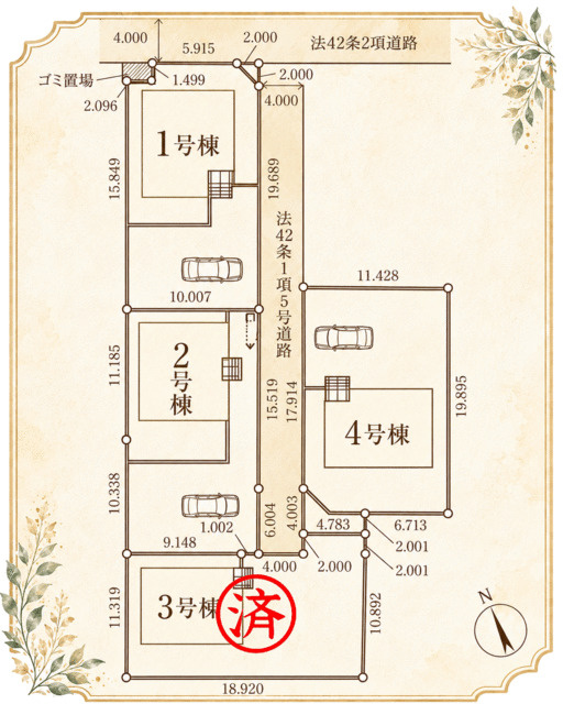 ひたちなか市大字津田の新築一戸建の区画図