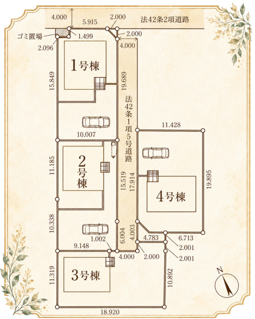ひたちなか市大字津田の新築一戸建の区画図