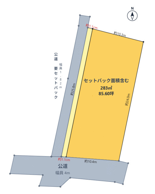 ひたちなか市大字足崎の売地の土地図