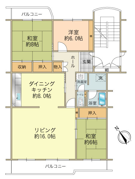 約100㎡の広々とした３ＬＤＫ　リビングは可動間仕切りで分けられる為、4ＬＤＫとしても利用可能です