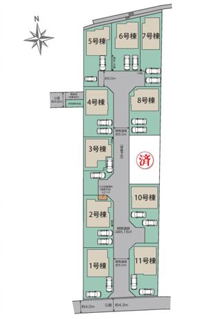 秦野市渋沢　新築一戸建て　5号棟の区画図|配置図