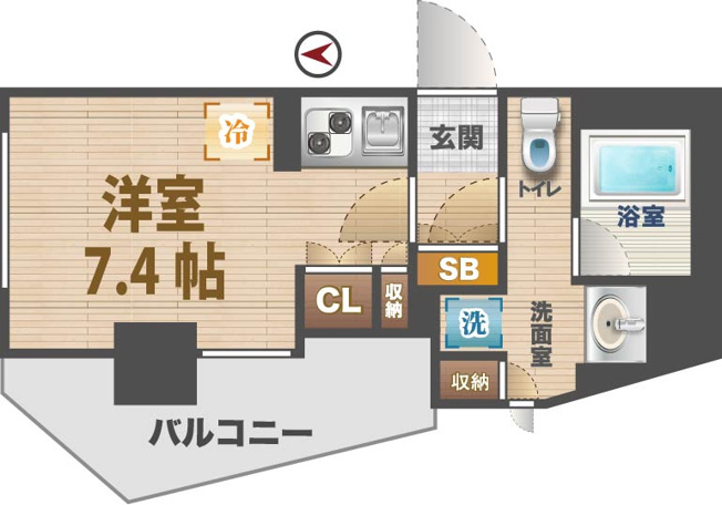 【間取り】 | i-Suite HigashiNakan | 1Rのお部屋です。